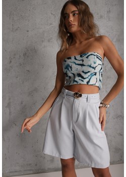 Niebieskie Szorty Bermudy Eleganckie z Paskiem High Waist Rhodissa ze sklepu renee.pl w kategorii Szorty - zdjęcie 188810407