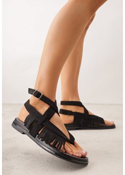 Czarne Sandały Typu Rzymianki Ozdobione Frędzlami Casasos ze sklepu renee.pl w kategorii Sandały damskie - zdjęcie 188810475