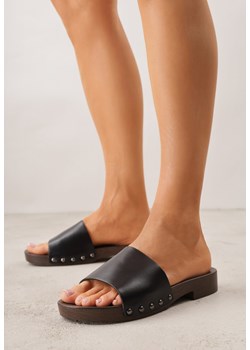 Czarne Klapki Ozdobione po Bokach Nitami Neameronei ze sklepu renee.pl w kategorii Klapki damskie - zdjęcie 188810718