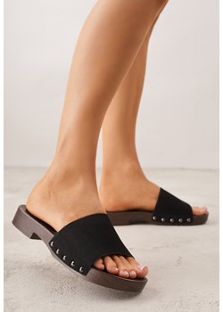 Czarne Klapki z Nitami po Bokach Xerxathan ze sklepu renee.pl w kategorii Klapki damskie - zdjęcie 188811015