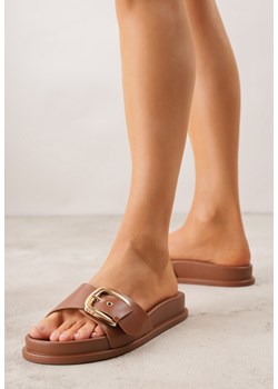 Brązowe Klapki na Platformie z Klamrą Molthoe ze sklepu renee.pl w kategorii Klapki damskie - zdjęcie 188811069
