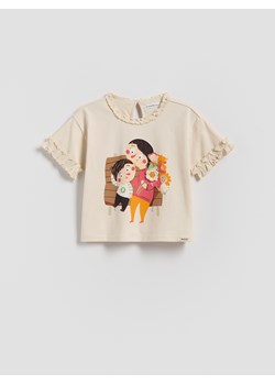 Reserved - T-shirt Pucio - kremowy ze sklepu Reserved w kategorii Bluzki dziewczęce - zdjęcie 188811626