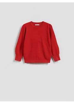 Reserved - Sweter z bufiastym rękawem - czerwony ze sklepu Reserved w kategorii Swetry damskie - zdjęcie 188811666