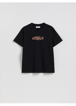 Reserved - T-shirt regular z bawełny merceryzowanej - czarny ze sklepu Reserved w kategorii T-shirty męskie - zdjęcie 188811668