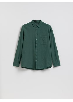 Reserved - Koszula regular z lnem - ciemnozielony ze sklepu Reserved w kategorii Koszule męskie - zdjęcie 188811767