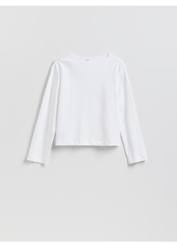 Reserved - Bawełniany longsleeve - biały ze sklepu Reserved w kategorii Bluzki damskie - zdjęcie 188811839