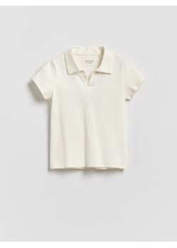 Reserved - T-shirt z kołnierzykiem - złamana biel ze sklepu Reserved w kategorii Bluzki dziewczęce - zdjęcie 188811885