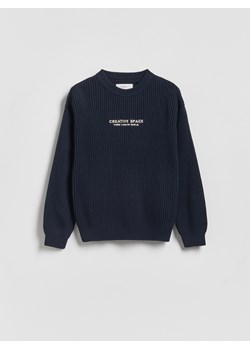 Reserved - Strukturalny sweter z bawełną - granatowy ze sklepu Reserved w kategorii Bluzy chłopięce - zdjęcie 188812178