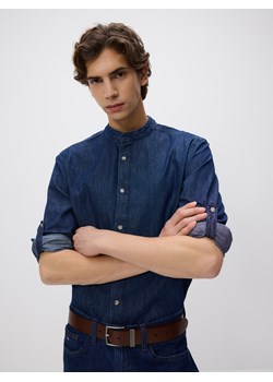 Reserved - Jeansowa koszula ze stójką - granatowy ze sklepu Reserved w kategorii Koszule męskie - zdjęcie 188812746