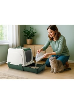 Paws&amp;Whiskers Kuweta w kolorze biało-zielonym dla kota - 39,5 x 47 x 55 cm ze sklepu Limango Polska w kategorii Dla zwierząt - zdjęcie 188812827