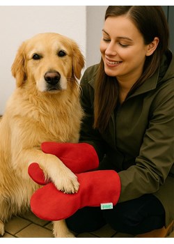 Paws&amp;Whiskers Rękawiczki w kolorze czerwonym do osuszania - 38 x 17 cm ze sklepu Limango Polska w kategorii Dla zwierząt - zdjęcie 188813175
