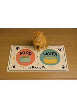 Paws&amp;Whiskers Podkładka w kolorze beżowo-pomarańczowo-niebieskim pod miski - 40 x 70 cm ze sklepu Limango Polska w kategorii Dla zwierząt - zdjęcie 188813606