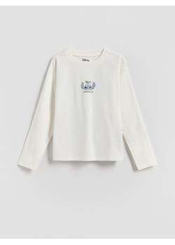 Reserved - Koszulka z nadrukiem na plecach Lilo i Stitch - złamana biel ze sklepu Reserved w kategorii Bluzki dziewczęce - zdjęcie 188821448