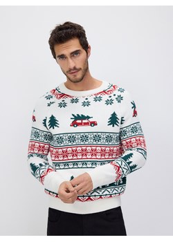 Reserved - Sweter ze świątecznym wzorem - złamana biel ze sklepu Reserved w kategorii Swetry chłopięce - zdjęcie 188821565