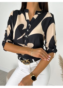 Czarno-Beżowa Bluzka z Guzikami ze sklepu ModnaKiecka.pl w kategorii Bluzki damskie - zdjęcie 188821575