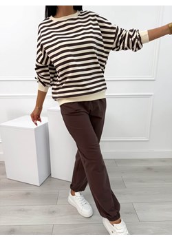 Czekoladowo-Beżowy Komplet Bluza + Spodnie ze sklepu ModnaKiecka.pl w kategorii Komplety i garnitury damskie - zdjęcie 188821628