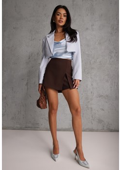 Brązowe Spódnico-Spodenki High Waist z Ozdobnym Rozcięciem Sinessei ze sklepu renee.pl w kategorii Szorty - zdjęcie 188822019