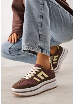Brązowe Sneakersy na Platformie z Geometrycznym Motywem Hippiopis ze sklepu renee.pl w kategorii Buty sportowe damskie - zdjęcie 188826389