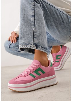 Fuksjowe Sneakersy na Platformie z Geometrycznym Motywem Hippiopis ze sklepu renee.pl w kategorii Buty sportowe damskie - zdjęcie 188826398