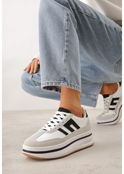 Białe Sneakersy na Platformie z Geometrycznym Motywem Hippiopis ze sklepu renee.pl w kategorii Buty sportowe damskie - zdjęcie 188826416