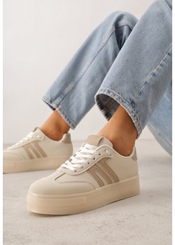 Beżowe Sneakersy w Stylu Klasycznych Tenisówek na Grubej Podeszwie Yenoinne ze sklepu renee.pl w kategorii Buty sportowe damskie - zdjęcie 188826497