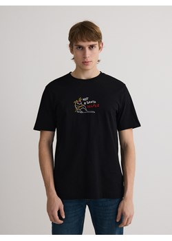 Reserved - T-shirt regular ze świątecznym nadrukiem - czarny ze sklepu Reserved w kategorii T-shirty męskie - zdjęcie 188826829