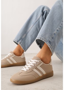 Beżowe Sneakersy w Stylu Kultowych Tenisówek Genenor ze sklepu born2be.pl w kategorii Buty sportowe damskie - zdjęcie 188827139