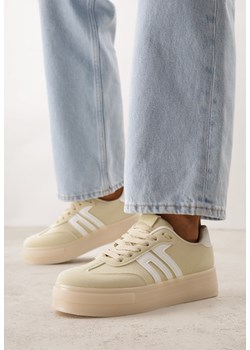 Żółte Sneakersy Kultowe Tenisówki na Platformie Hlalna ze sklepu born2be.pl w kategorii Buty sportowe damskie - zdjęcie 188827229