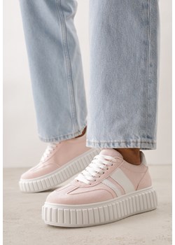Różowe Sneakersy na Grubej Podeszwie z Tłoczeniem i Ozdobnymi Paskami Ralis ze sklepu born2be.pl w kategorii Buty sportowe damskie - zdjęcie 188827256