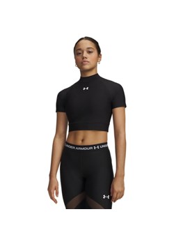 Damska koszulka treningowa Under Armour HeatGear Crop Mock SS - czarna ze sklepu Sportstylestory.com w kategorii Bluzki damskie - zdjęcie 188827309