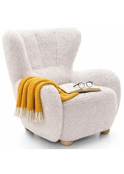 Biały fotel uszak boucle do pokoju F2-Z88 ze sklepu Edinos.pl w kategorii Fotele - zdjęcie 188827457