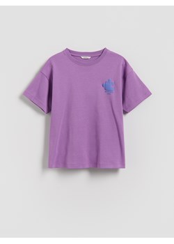 Reserved - T-shirt z nadrukiem na plecach - lawendowy ze sklepu Reserved w kategorii Bluzki dziewczęce - zdjęcie 188828939