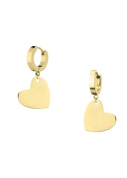 Kolczyki z sercem minimalistyczne złote kolczyki koła z charmsami stalowe ze sklepu manoki.pl w kategorii Kolczyki - zdjęcie 188831267