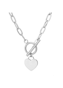 Naszyjnik damski srebrny serce kłódka łańcuszek ogniwkowy stal szlachetna toggle ze sklepu manoki.pl w kategorii Naszyjniki - zdjęcie 188831268