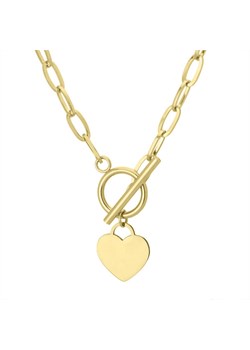 Naszyjnik damski złoty serce kłódka łańcuszek ogniwkowy stal szlachetna toggle ze sklepu manoki.pl w kategorii Naszyjniki - zdjęcie 188831269