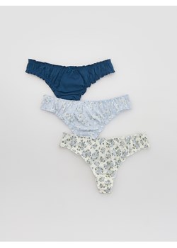 Reserved - Bawełniane majtki stringi 3 pack - jasnoniebieski ze sklepu Reserved w kategorii Majtki damskie - zdjęcie 188831889