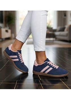 Granatowe sznurowane sneakersy damskie /G12-3 18714 T446/ ze sklepu Pantofelek24.pl w kategorii Trampki damskie - zdjęcie 188831916