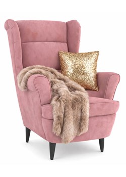 Różowy tapicerowany welurem fotel uszak G2-P27 ze sklepu Edinos.pl w kategorii Fotele - zdjęcie 188832458