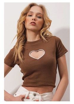 trendyol Koszulka w kolorze brązowym ze sklepu Limango Polska w kategorii Bluzki damskie - zdjęcie 188835606