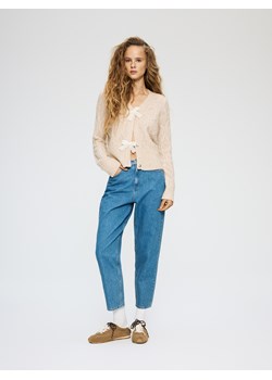 Reserved - Kardigan z kokardkami - beżowy ze sklepu Reserved w kategorii Swetry damskie - zdjęcie 188840816