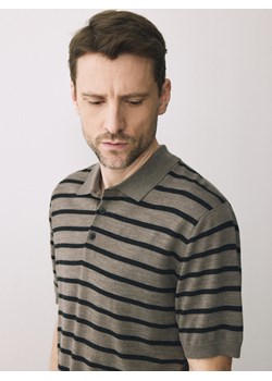 Reserved - Wełniana koszulka polo - brązowy ze sklepu Reserved w kategorii T-shirty męskie - zdjęcie 188840878