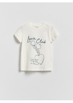 Reserved - T-shirt z nadrukiem - złamana biel ze sklepu Reserved w kategorii Bluzki dziewczęce - zdjęcie 188841126