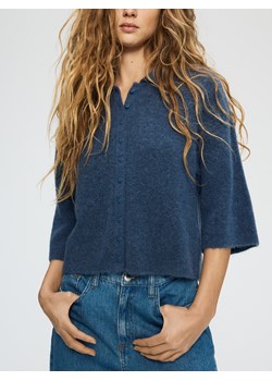 Reserved - Kardigan z dodatkiem wełny z alpaki - granatowy ze sklepu Reserved w kategorii Swetry damskie - zdjęcie 188841209