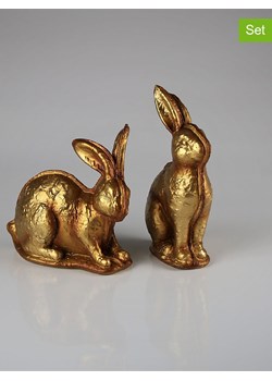 AM Design Figurki dekoracyjne (2 szt.) "Hare" w kolorze złotym - wys. 16 cm ze sklepu Limango Polska w kategorii Dekoracje - zdjęcie 188844075
