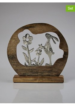 AM Design Figurka dekoracyjna "Hare and flower" w kolorze brązowym - wys. 27 x Ø 27 cm ze sklepu Limango Polska w kategorii Dekoracje - zdjęcie 188844087