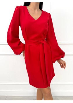 Czerwona Sukienka z Bufiastymi Rękawami ze sklepu ModnaKiecka.pl w kategorii Sukienki - zdjęcie 188851537