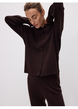 Reserved - Prążkowany kardigan z kołnierzykiem - brązowy ze sklepu Reserved w kategorii Swetry damskie - zdjęcie 188852659