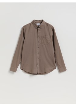 Reserved - Bawełniana koszula slim fit - brązowy ze sklepu Reserved w kategorii Koszule męskie - zdjęcie 188852757