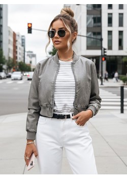 Kurtka damska skórzana bomberka SANTOL szara Dstreet TY4340 ze sklepu DSTREET.PL w kategorii Kurtki damskie - zdjęcie 188853076