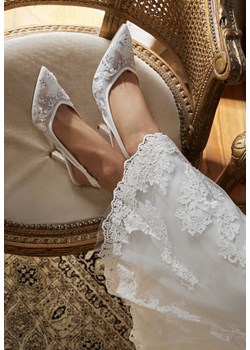 Białe Sandały na Szpilce Typu Slingback z Cekinami Resseris ze sklepu renee.pl w kategorii Czółenka - zdjęcie 188854098